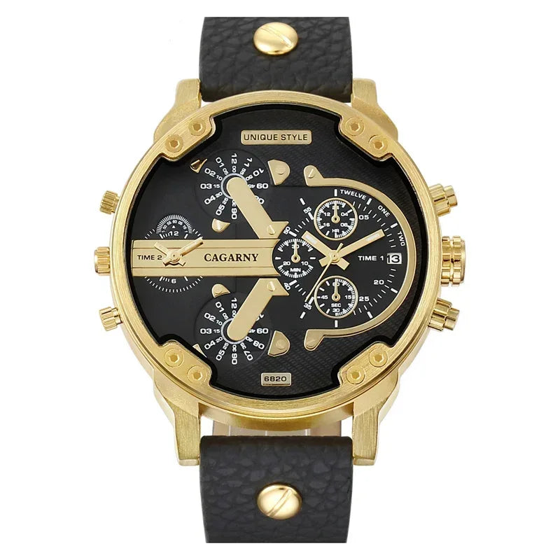Luxury Top Brand Men's Big Dial Watch | Fashion Leather Band Quartz Wristwatch | Date Function Iced Out Watch | Relogio Masculino 2026 | Caratix - CaratixJewelry